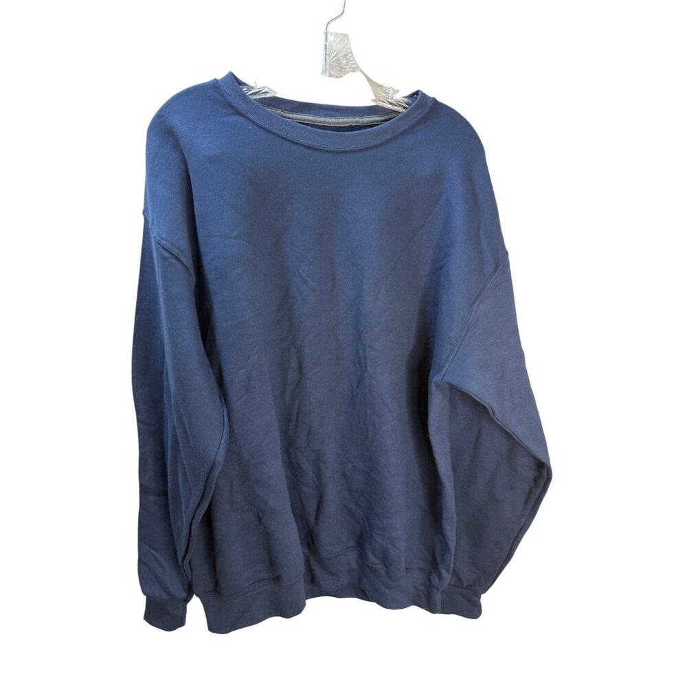 Fruit Of The Loom Navy Blue Crewneck Sweatshirt L Cotton Blend Pullover Unisex C